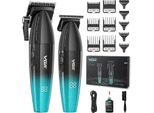 Professionelle Haarschneider, Kabellose Barber Clipper und Trimmer Set, Zero Gap T-Klinge Haarschneidekit, DLC-Beschichtete Keramikklinge, LED-Anzeige