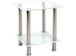 Beistelltisch Haku "Sofatisch, Wohnzimmertisch", Weiß (Silber, Silber, Silber), B:40Cm H:46Cm T:40Cm, Tische, Beistelltisch, Quadratisch - Aus Edelstahl Silber B/T/H 40/40/46 Cm