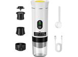 Schnurlose Espressomaschine - Tragbare Kaffeemaschine - 3-in-1 Kapseln & Kaffeepulver - Für Auto, Zuhause & Camping - Reisekaffeemaschine - Weiß