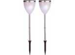 LED Solarleuchte "Solar-Wegleuchte Vigo", Weiß, B:10Cm H:34Cm L:10Cm T:10Cm Ø:10Cm, Parforce Traditional Hunting, Leuchten, DäMmerungssensor, 2Er-Set, Inkl. Akku