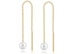 Perlenohrringe Firetti "Schmuck Geschenk Gold 333 Ohrschmuck Durchzieher Perle Kettenglieder", Weiß (Gelbgold, 333, Weiß), Ohrringe, Damen, 5Mm, Gelbgold 333 Perlen, Gelbgold 333, Perlen, Mit SüßWasserzuchtperle