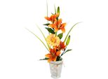 Kunstblume I.Ge.A. "Gesteck Aus Lilie Und Gerbera", Orange, B:20Cm H:60Cm L:20Cm, Polyester, Kunstpflanzen