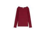 Tom Tailor Damen Langarmshirt Mit Streifenmuster, Rot, Gestreift, Gr. S