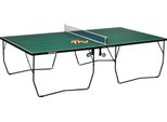 SPORTNOW Tischtennisplatte Tischtennis-Set, klappbar, 8 Rollen, inkl. Schläger u. Bälle, 274 cm x 152.5 cm x 76 cm, Grün