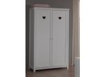 Kleiderschrank Vipack "Amori", Weiß, B:110Cm H:190Cm T:57Cm, Fsc-Zertifizierter Holzwerkstoff, SchräNke, Kleiderschrank