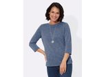 3/4-Arm-Shirt Casual Looks "3/4-Arm-Shirt", Damen, Gr. 54, Blau (Jeansblau, Ecru, Gemustert), 53% Viskose, 42% Polyester, 5% Elasthan, Gemustert, Shirts 3/4-Arm-Shirt