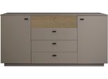 Sideboard MÄUsbacher, Beige (Taupe Matt Lack Nb, Eiche Massiv Geschruppt), B:192Cm H:92Cm T:45Cm, Holzwerkstoff, Sideboards, Sideboard, B/H/G: 192X92X45, Inkl. Beleuchtung