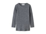 Langarmshirt name it "Nmnwax Wool RIB LS TOP Noos", MäDchen, Gr. 104, Folkstone Gray, Feinripp, Obermaterial: 100% Wolle, Unifarben, Normal HüFtlang, Rundhals, Shirts Langarmshirt, Aus Reiner Merinowolle