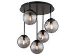 Globo Lighting Deckenleuchte "Harmon", Schwarz (Schwarz Matt), 5, Ø 15Cm H: 51Cm, 1 Stk., Leuchten, Deckenleuchte Mit Glaskugeln, Modern, Stilvoll & Edel, Deckenleuchte