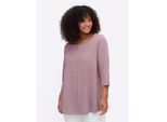 3/4-Arm-Shirt sheego "3/4-Arm-Shirt", Damen, Gr. 44/46, Rosa (Malve), 100% Baumwolle, Unifarben, Rundhals, Shirts 3/4-Arm-Shirt