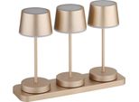 Globo Lighting Tischleuchte "Dawson", Champagnerfarben Matt, 1, Ø 8,3Cm H: 20Cm, 1 Stk., Leuchten, Outdoor Rgbw Tischleuchte IP54, Touchdimmer, Akku & Dockingstation, Tischleuchte