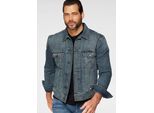 Jeansjacke Wrangler "Western Denim Jacket", Herren, Gr. 4XL, Grau (Mid, Stone), Denim/Jeans, Obermaterial: 100% Baumwolle, Normal, Jacken Jeansjacke