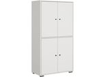 Schuhschrank Home Affaire "Schuhkommode Dino", Weiß (Weiß Matt), B:70Cm H:131Cm T:33Cm, Fsc-Zertifizierter Holzwerkstoff, SchräNke, Schuhschrank, Stauraum Mit 4 TüRen Und Verstellbaren EinlegeböDen, Breite 70 Cm