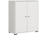 Schuhschrank Home Affaire "Schuhkommode Dino", Weiß Matt, B:70Cm H:80Cm T:33Cm, Fsc-Zertifizierter Holzwerkstoff, SchräNke, Schuhschrank, Stauraum Mit 2 TüRen Und Verstellbaren EinlegeböDen, Breite 70 Cm