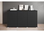 Sideboard Otto Home "Kenia, Moderne Grifflose Kommode Mit 3 TüRen, Breite 120 Cm", Schwarz (Graphite Schwarz Matt), B:120Cm H:69,7Cm T:39,5Cm, Sideboards, Sideboard, Push-To-Open-Fronten, HöHenverstellbaren EinlegeböDen