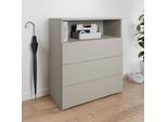 Kommode Otto Home "Paris", Beige (Kaschmir), B:70Cm H:80Cm T:35Cm, Sideboards, Kommode, Mit 3 SchubkäSten (Breite 70 Cm)