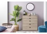Sideboard Home Affaire "Duero", Grau (Grau Eiche), B:90Cm H:95Cm T:40Cm, Holzwerkstoff, Sideboards, Sideboard, Kommode Mit 5 SchubkäSten, Breite 90 Cm