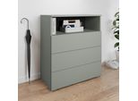 Kommode Otto Home "Paris", Grau (Salbei), B:70Cm H:80Cm T:35Cm, Sideboards, Kommode, Mit 3 SchubkäSten (Breite 70 Cm)