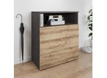 Kommode Otto Home "Paris", Braun (Matera Anthrazit, Kastatnien Breslau), B:70Cm H:80Cm T:35Cm, Sideboards, Kommode, Mit 3 SchubkäSten (Breite 70 Cm)