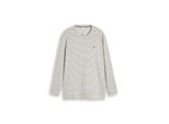 Tom Tailor Herren Plus Size - Langarmshirt Mit Streifenmuster, Weiß, Gestreift, Gr. 2XL