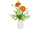 Kunstblume I.Ge.A. "Arrangement Ranunkel", Orange, B:23Cm H:44Cm L:14Cm, Kunstpflanzen, Vase Aus Keramik