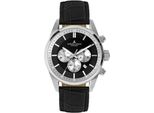 Chronograph Jacques Lemans "Barcelona", Schwarz (Schwarz, Schwarz), Armbanduhren, Herren, Chronograph, Quarzuhr, Armbanduhr, Herrenuhr, Lederarmband, Stoppfunktion, Datum