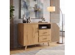 Sideboard Eiche Dekor 116Cm Kommode Anrichte Standschrank Mit TüR 2 Schubladen