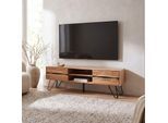 TV Board Lowboard Fernsehschrank Akazie Massivholz 160Cm Fernsehtisch Mit TüRen