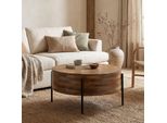 Couchtisch 70Cm Mango Massivholz Rund Sofatisch Wohnzimmertisch Beistelltisch