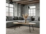 Couchtisch Nierenform 122Cm Massivholz White Wash Wohnzimmertisch Beistelltisch