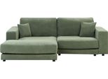 BELIANI Ecksofa Grün Stoff L-förmig 3-Sitzer Sofa mit Liege Chaiselongue Rechtsseitig Wohnzimmermöbel Modern Wohnzimmer Wohnecke Sitzecke
