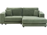 BELIANI Ecksofa Grün Stoff L-förmig 3-Sitzer Sofa mit Liege Chaiselongue Linksseitig Wohnzimmermöbel Modern Wohnzimmer Wohnecke Sitzecke