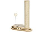 Kratzbaum für Kätzchen - Katzenturm - 4 Ebenen Spielcenter - Kratzsäule mit Kugelbahn - Federball Spielzeug - 35 x 23 x 40 cm - Armeegrün