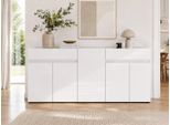 Sideboard Home Affaire "Mister, Kommode, Schrank, Anrichte, Breite 225 Cm, Made In Italy", Weiß, B:225Cm H:80Cm T:38Cm, Sideboards, Sideboard, 5 TüRen, 2 Schubladen, Hochglanz Lackiert, 225/80 Cm