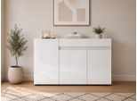 Sideboard Home Affaire "Mister, Kommode, Lowboard, Schrank, Breite 135 Cm, Made In Italy", Weiß, B:135Cm H:80Cm T:38Cm, Sideboards, Sideboard, Korpus Und Fronten Komplett Hochglanz Lackiert B/H 135X80Cm