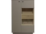 Highboard MÄUsbacher, Braun (Taupe Matt Lack Nb, Eiche Massiv Geschruppt), B:103Cm H:151Cm T:45Cm, Holzwerkstoff, Sideboards, Highboard, B/H/T: 103X151X45, Inkl. Beleuchtung