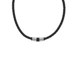 Kette Mit AnhäNger Tom Tailor "Schmuck Geschenk Edelstahl Leder Kautschuk", Edelstahlfarben, Schwarz, Halsketten, Herren, Edelstahl Kautschuk Leder, L: 52 B: 5,3Mm, Edelstahl, Kautschuk, Leder, B:5,3Mm