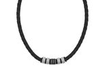 Kette Mit AnhäNger Tom Tailor "Schmuck Geschenk Edelstahl Leder Kautschuk", Schwarz (Edelstahlfarben, Schwarz, Gunfarben), Halsketten, Herren, Edelstahl Kautschuk Leder, L: 52 B: 5Mm, Edelstahl, Kautschuk, Leder, B:5Mm