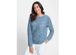 Ajourpullover Inspirationen "Pullover", Damen, Gr. 48, Blau (Ecru, Aqua, Meliert), 100% Baumwolle, Gemustert, Mehrfarbig, Pullover