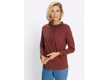 Langarmshirt Classic Basics "Langarm-Shirt", Damen, Gr. 40, Rotbraun, 100% Baumwolle, Unifarben, Rundhals, Shirts Langarmshirt