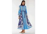 Bedrucktes Maxikleid Mit Langen ÄRmeln Und GüRtel