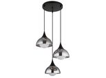 Nowa Pendelleuchte "Eva", Schwarz, 3, Ø 20Cm H: 120Cm, 1 Stk., Leuchten, Glas, Glaskugel Opal, HäNgeleuchte, Wohnzimmer, Esstisch, Pendelleuchte