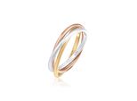 Fingerring Elli "Wickelring Trio Trini Basic 925 Silber" Gr. 52, Bunt, Fingerringe, Damen, 52Mm, Ohne Stein, Silber 925 (Sterlingsilber), 1,6Mm, Fingerring