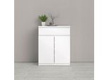 Kommode Home Affaire "Naia", Weiß (Weiß, Hochglanz), B:80,2Cm H:100,4Cm T:40Cm, Holzwerkstoff, Sideboards, Kommode, Abgerundete Schubladenkanten Auf Metallgleiter, Breite 80,2 Cm
