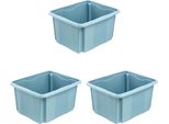 Aufbewahrungsbox keeeper "Emil, 3Er Set, 24 L, 41 X 34,5 X 22 Cm", Blau (Nordic Blau), B:41Cm H:22Cm T:34,5Cm, Kunststoff, Aufbewahrungsboxen, Aufbewahrungsbox, Ineinander Und Aufeinander Stapelbar