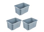 Aufbewahrungsbox keeeper "Emil, 3Er Set, 45 L, 54,5 X 39 X 29,5 Cm", Nordic Blau, B:54,5Cm H:29,5Cm T:39Cm, Kunststoff, Aufbewahrungsboxen, Aufbewahrungsbox, Ineinander Und Aufeinander Stapelbar