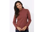 Langarmshirt Classic Basics "Stehkragen-Shirt", Damen, Gr. 40, Rot (Rotbraun), 100% Baumwolle, Unifarben, Shirts Langarmshirt
