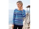 Langarmshirt Casual Looks "Rundhals-Shirt", Damen, Gr. 42, Himmelblau, Weiß, Geringelt, 100% Baumwolle, Gemustert, Gestreift, Mehrfarbig, Rundhals, Shirts Langarmshirt
