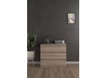 Kommode Home Affaire "Naia", Braun (Jackson Hickory), B:77Cm H:70,1Cm T:50Cm, Holzwerkstoff, Sideboards, Kommode, Abgerundete Schubladenkanten Auf Metallgleiter, Breite 77 Cm