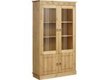 Vitrine Otto Home "Indra", Beige (Natur), B:85,4Cm H:145Cm T:32Cm, Massivholz, SchräNke, Vitrine, Aus Massiver Kiefer, Fsc, HöHe 145 Cm, Dezentes Ornament